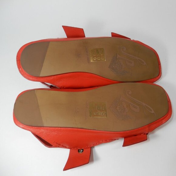 FREE PEOPLE Blossom Buckle Flat SANDALS Size 6.5 Salsa Red Leather NEW $138 - Picture 10 of 12